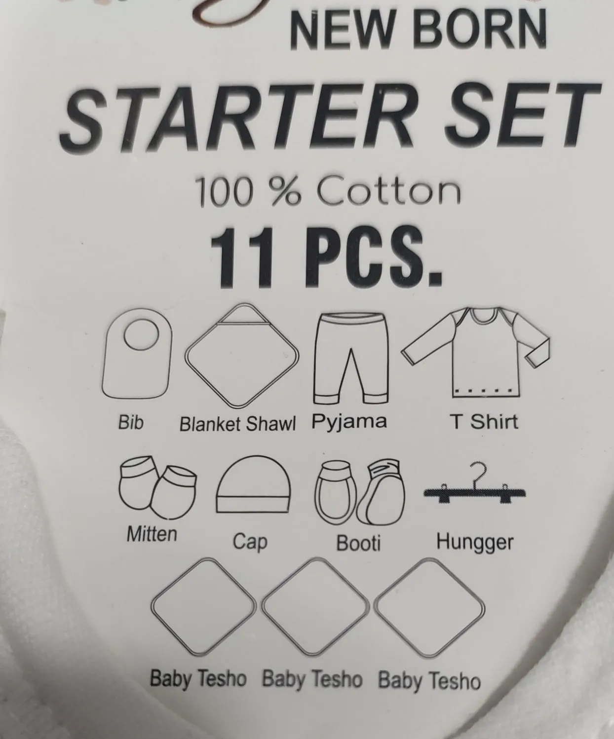 11pc Newborn Starter Set 100% Cotton