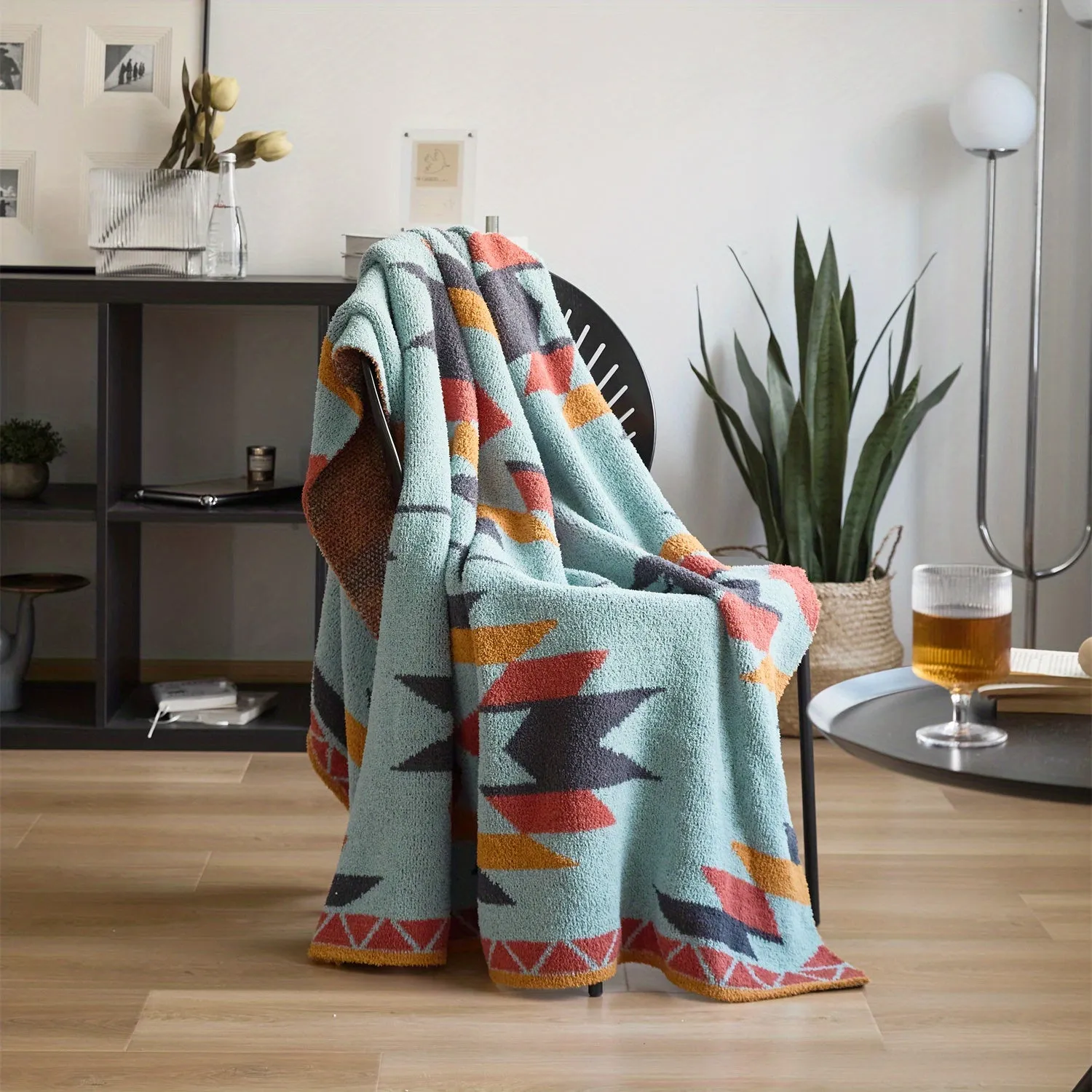 1pc Geometric Knitted Throw Blanket, Sofa Blanket Shawl Blanket Air Conditioning Throw Blanket Soft Package Matching Car Blanket Picnic Blanket