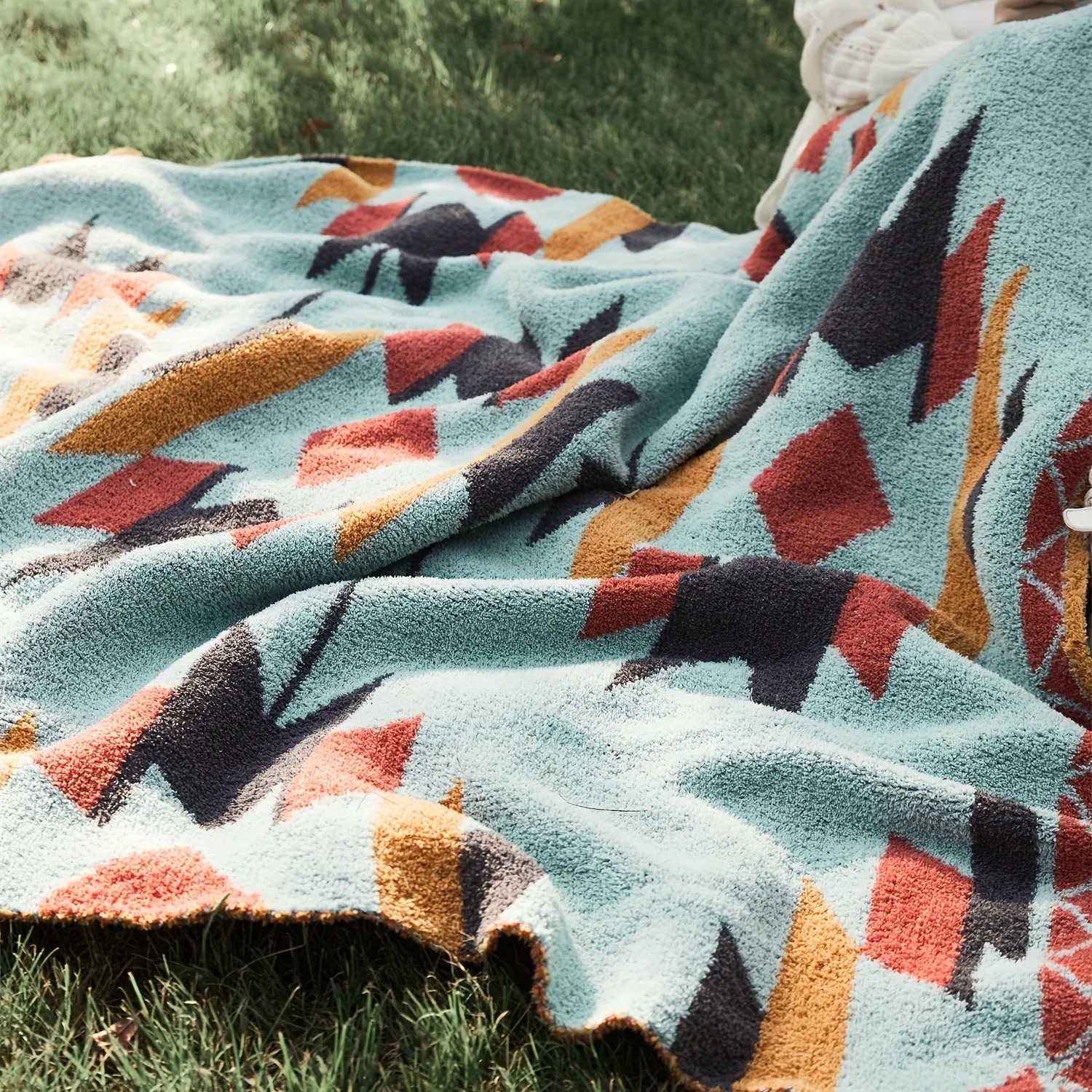 1pc Geometric Knitted Throw Blanket, Sofa Blanket Shawl Blanket Air Conditioning Throw Blanket Soft Package Matching Car Blanket Picnic Blanket