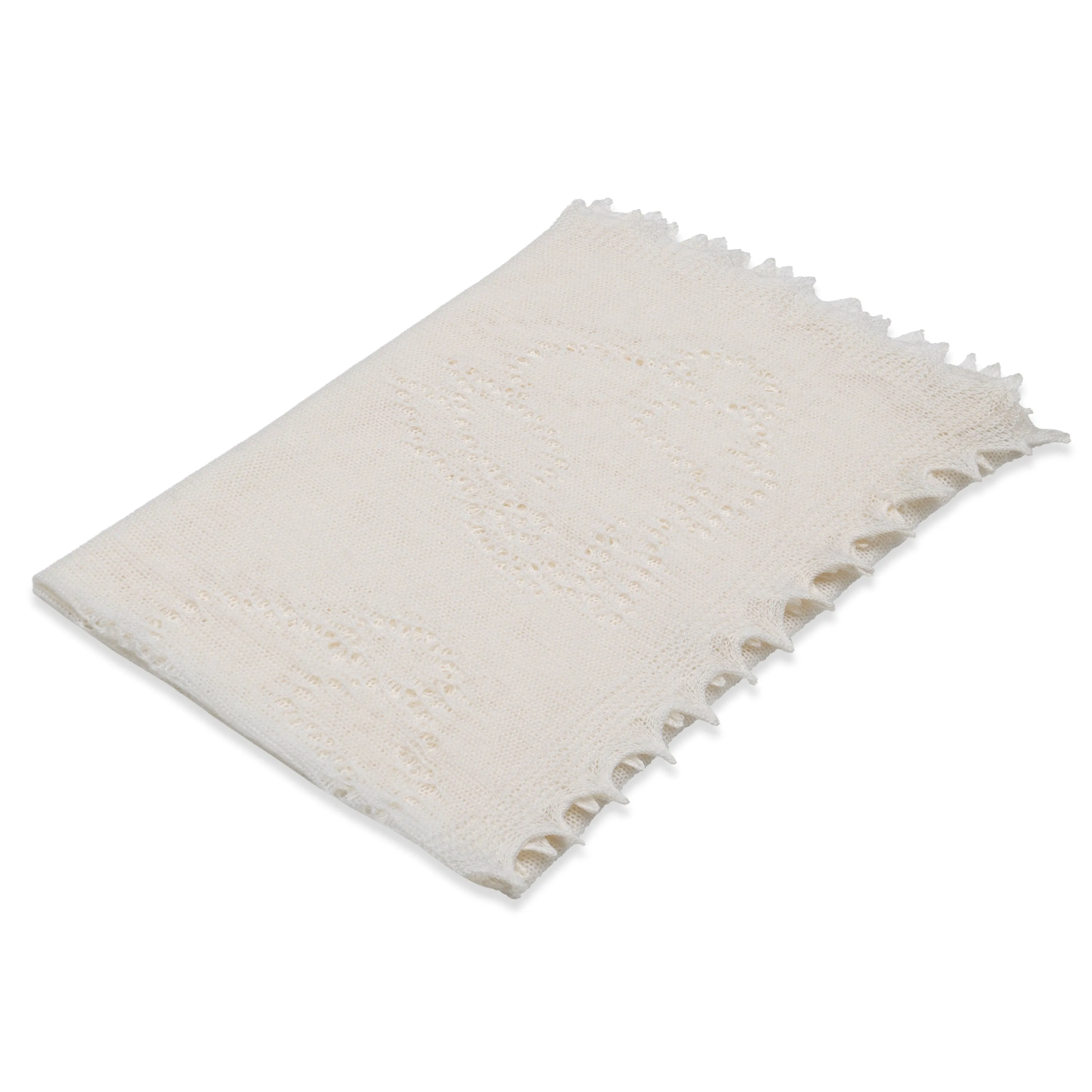 Anita's House Merino Lace Edge Bunny Shawl - Ivory