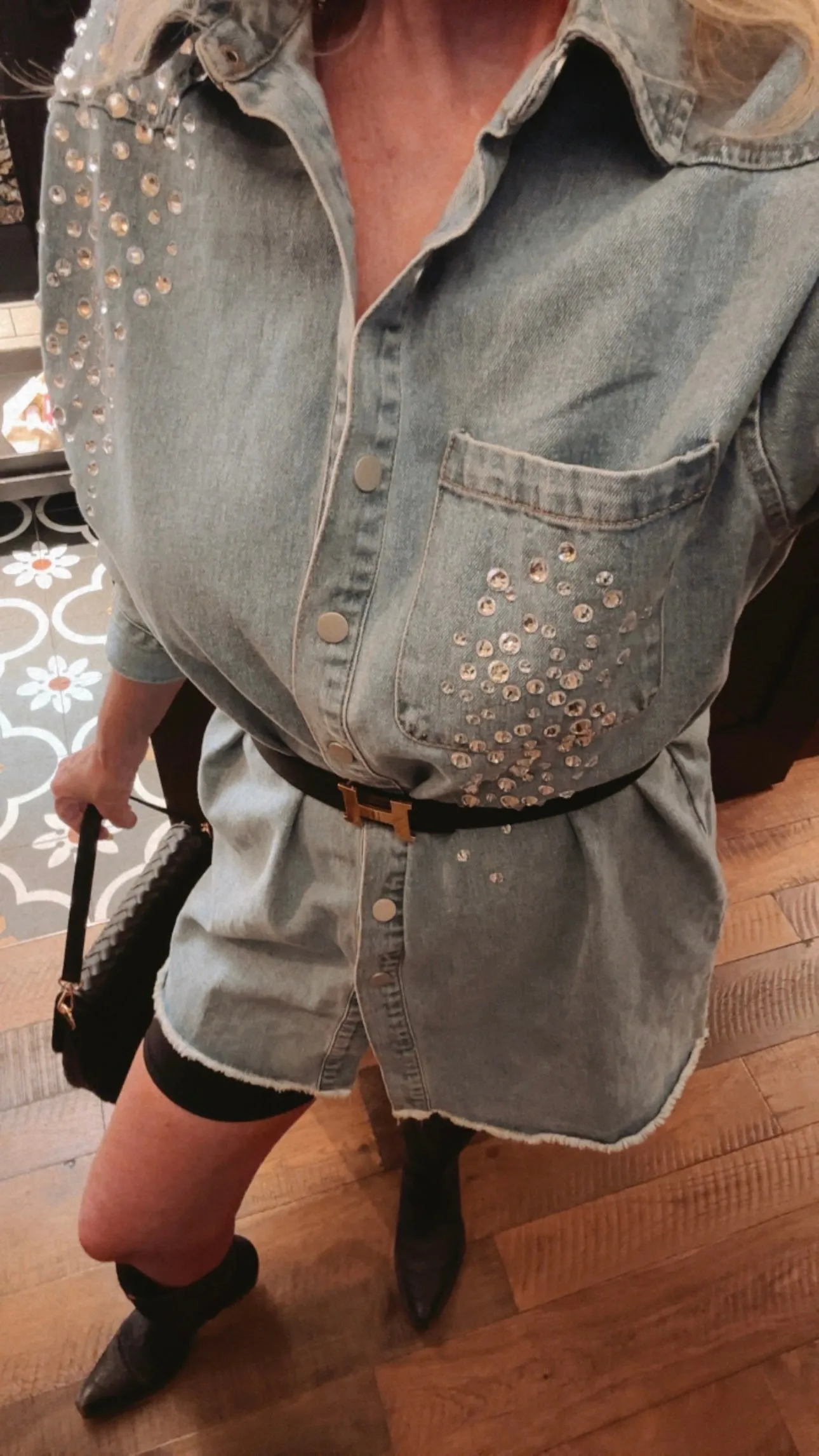 BEST SELLER!! Shania Rhinestone Denim Shacket & Dress