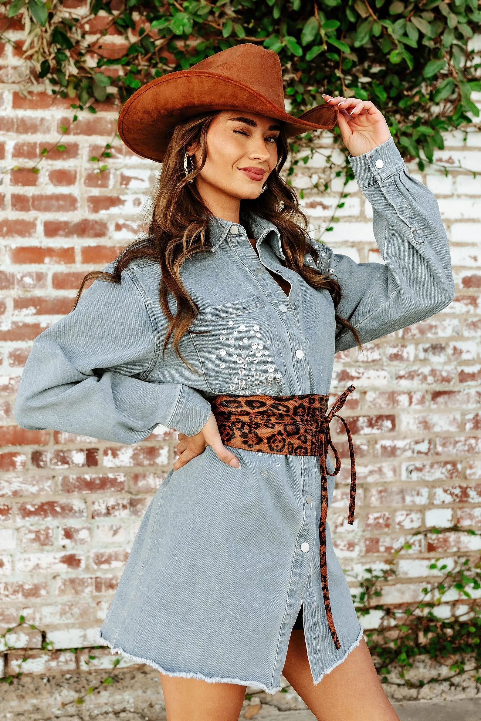 BEST SELLER!! Shania Rhinestone Denim Shacket & Dress