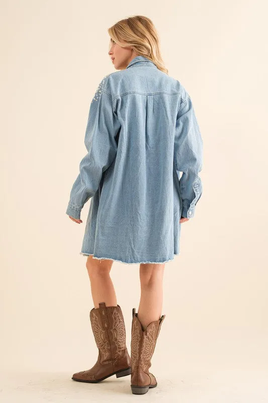 BEST SELLER!! Shania Rhinestone Denim Shacket & Dress