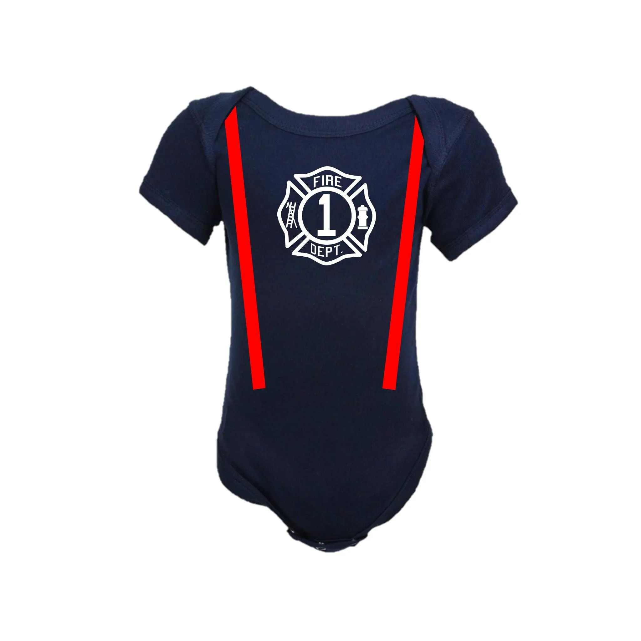BIRTHDAY Firefighter Personalized TAN 2PC Baby Outfit