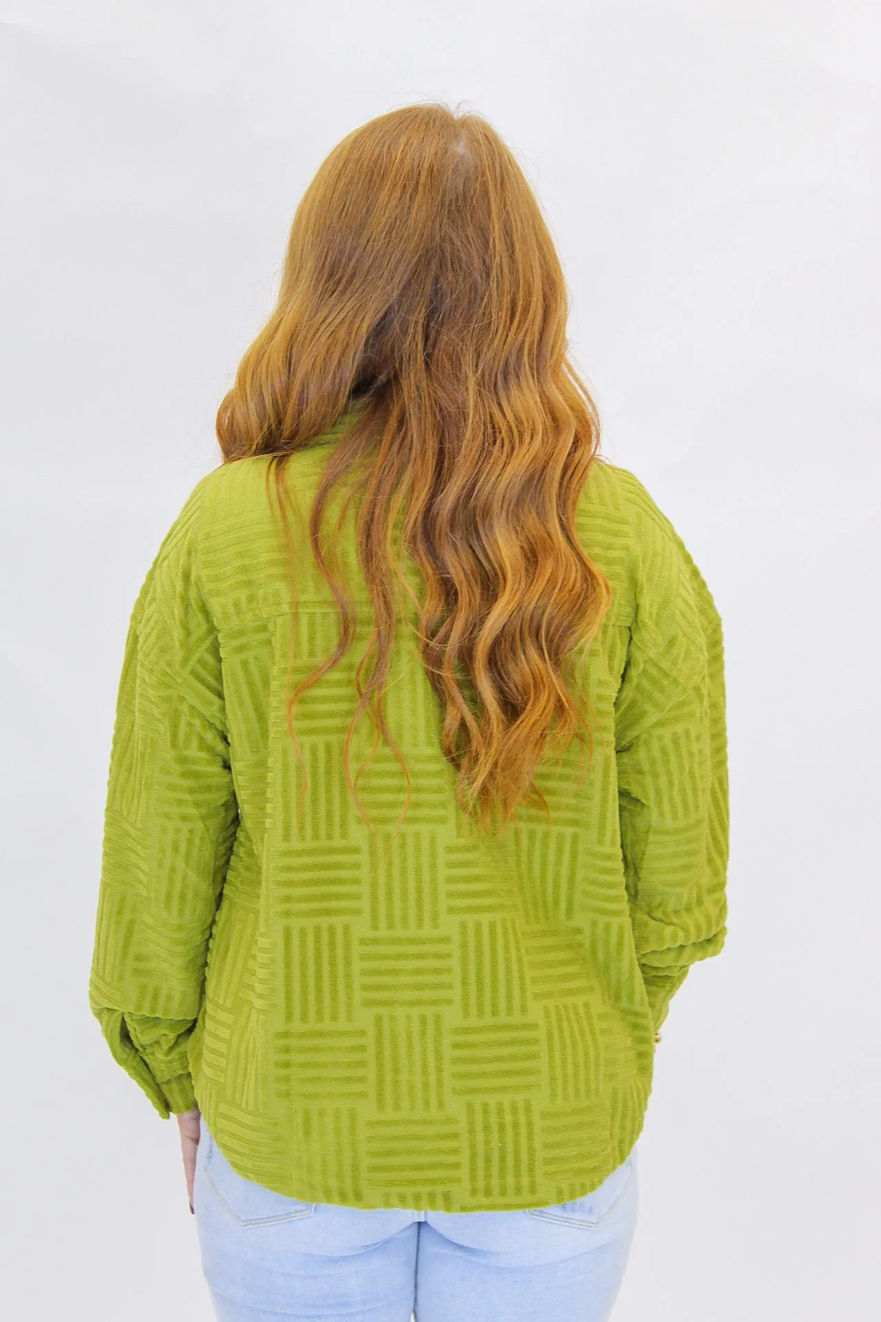 Blake Embossed Shacket-Lime