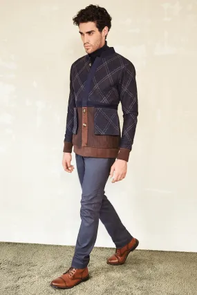 Bomber Jacket with Polo Neck & Grey Trousers