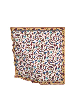 Gold Red Turkish Pattern Carnation Tulip Pattern Silky Square Scarf