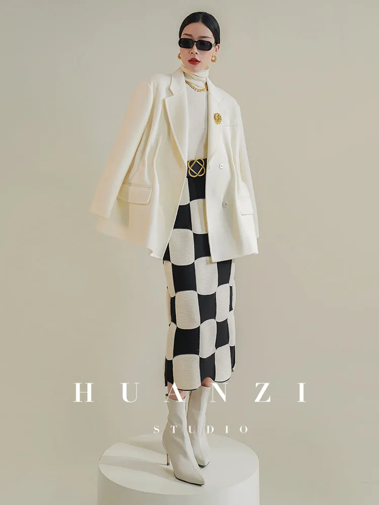 Huanzi custom-made Australian wool hand-sewn double-sided autumn winter short coat - Sakka