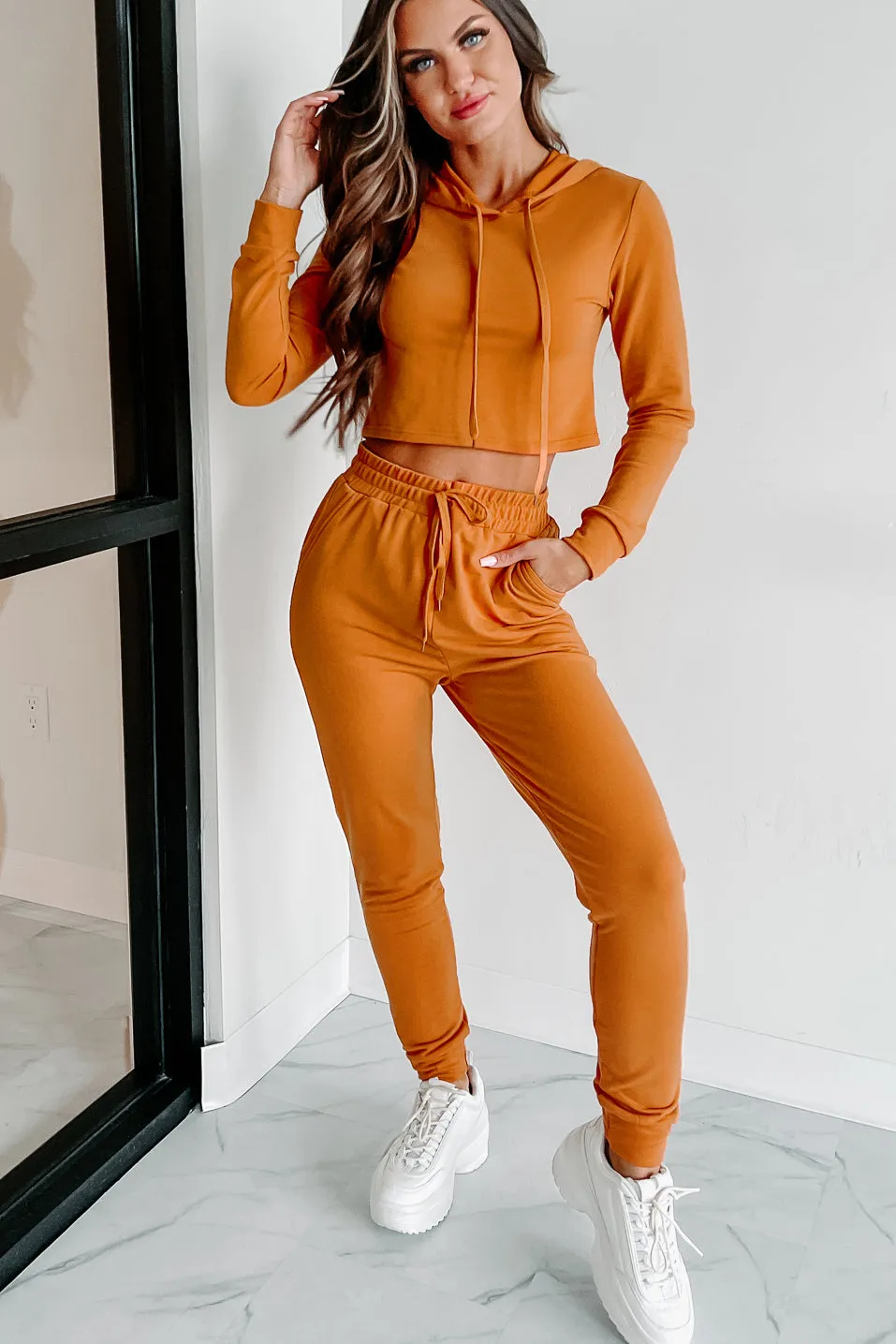Living & Loving Crop Top & Jogger Two-Piece Set (Copper)