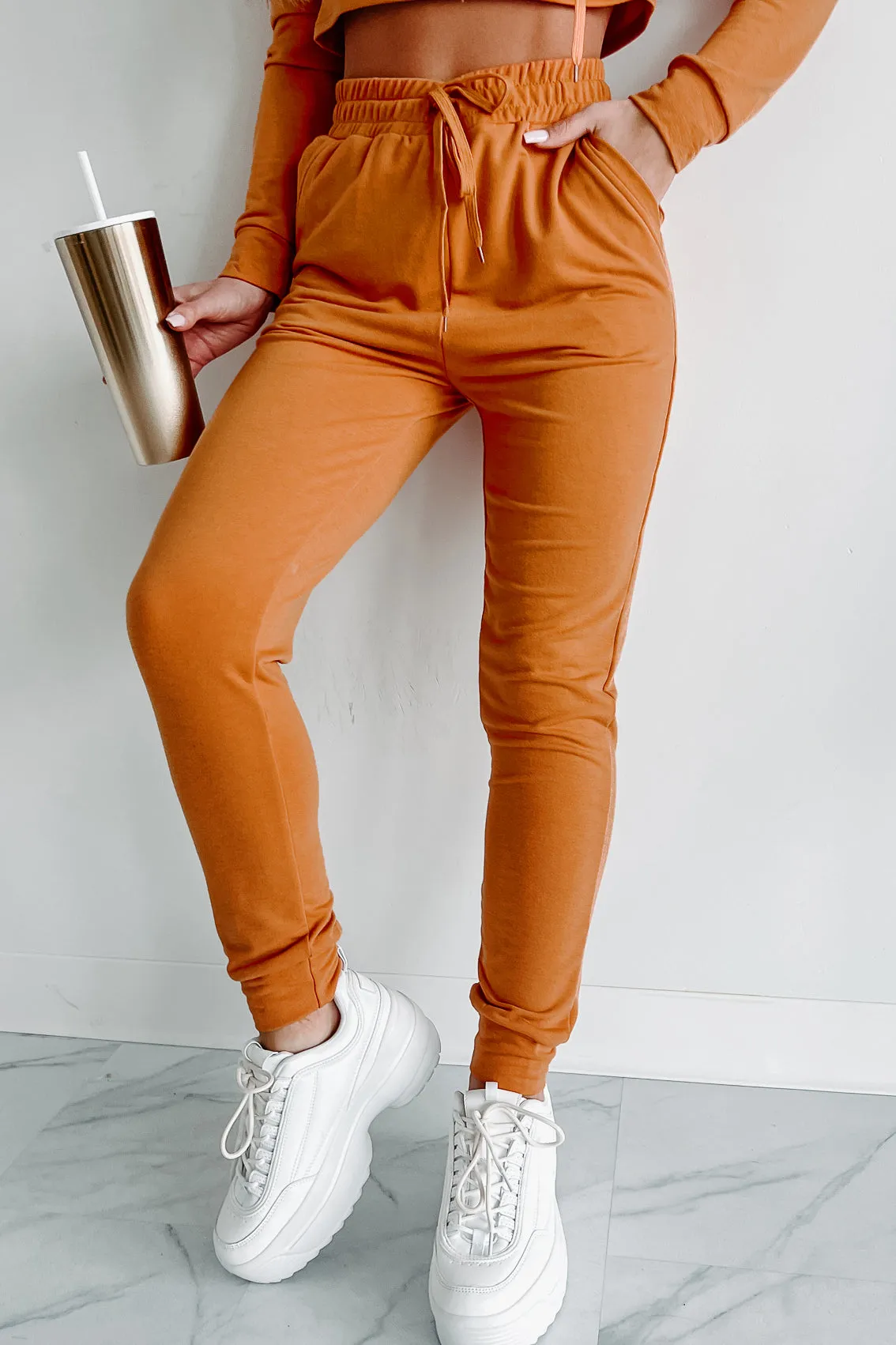 Living & Loving Crop Top & Jogger Two-Piece Set (Copper)