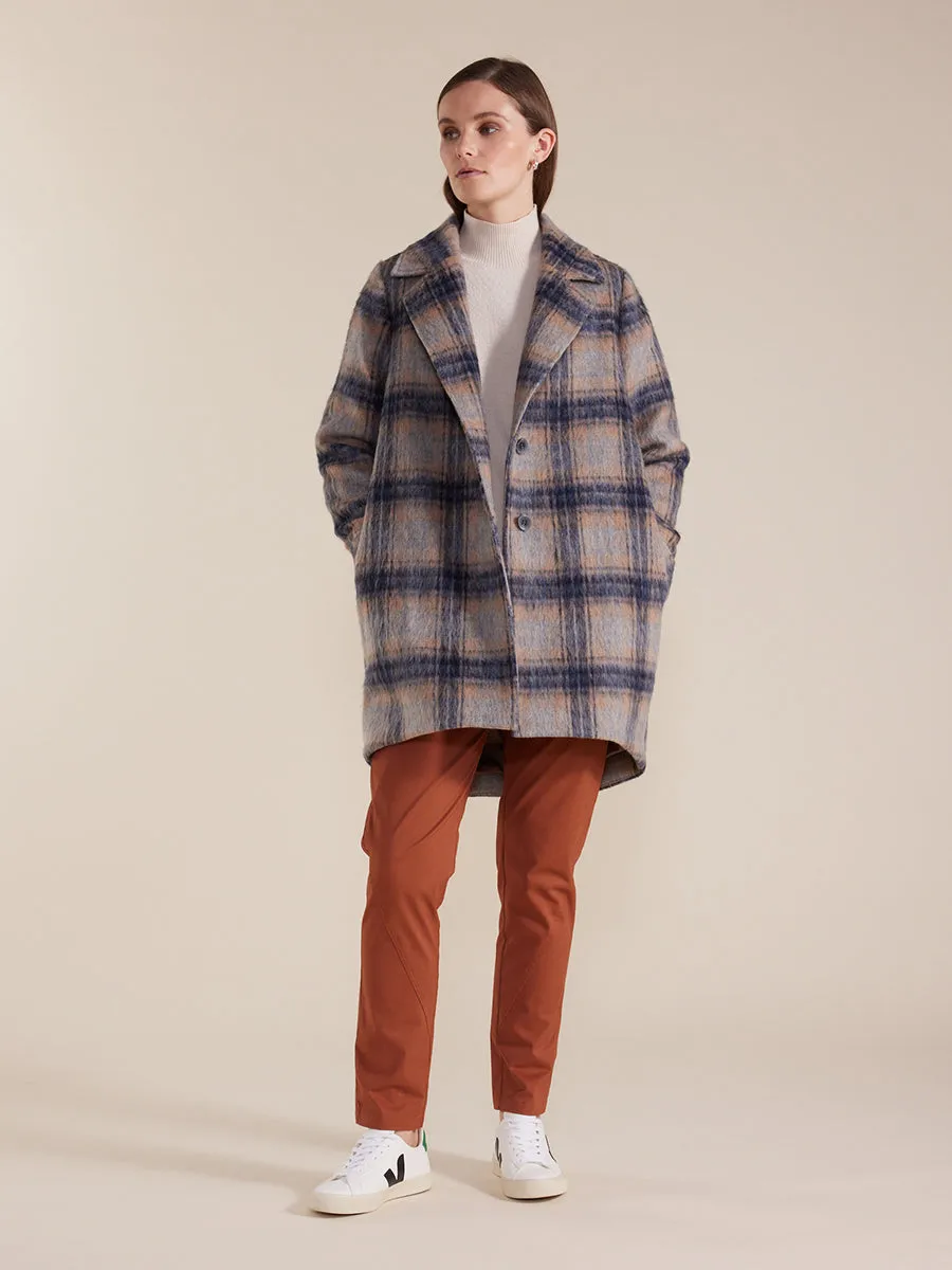 Long Sleeve Brushed Check Coat