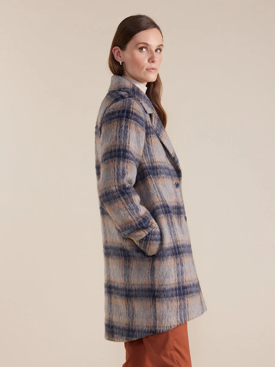 Long Sleeve Brushed Check Coat