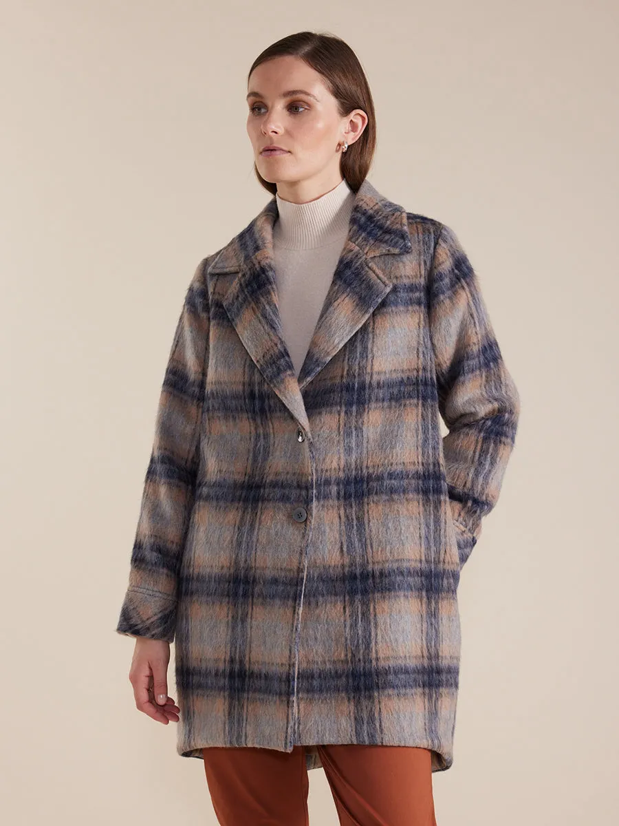 Long Sleeve Brushed Check Coat
