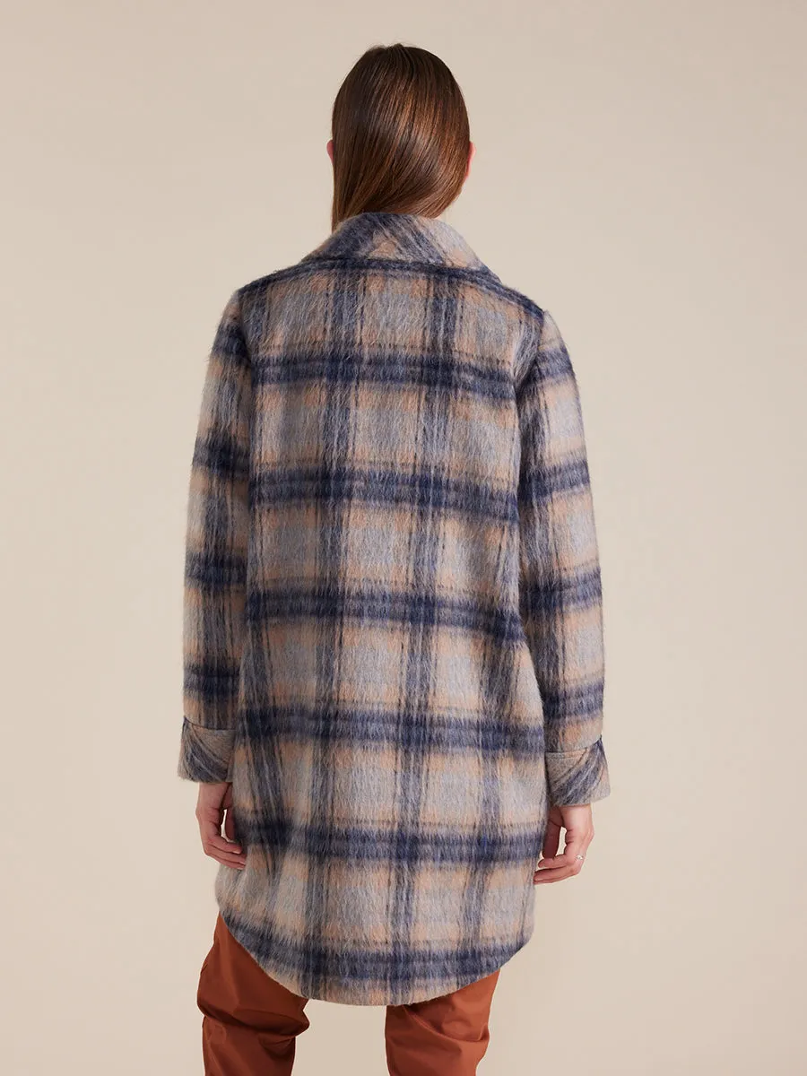 Long Sleeve Brushed Check Coat
