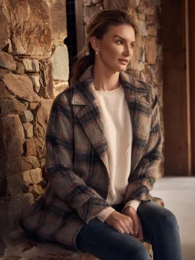 Long Sleeve Brushed Check Coat