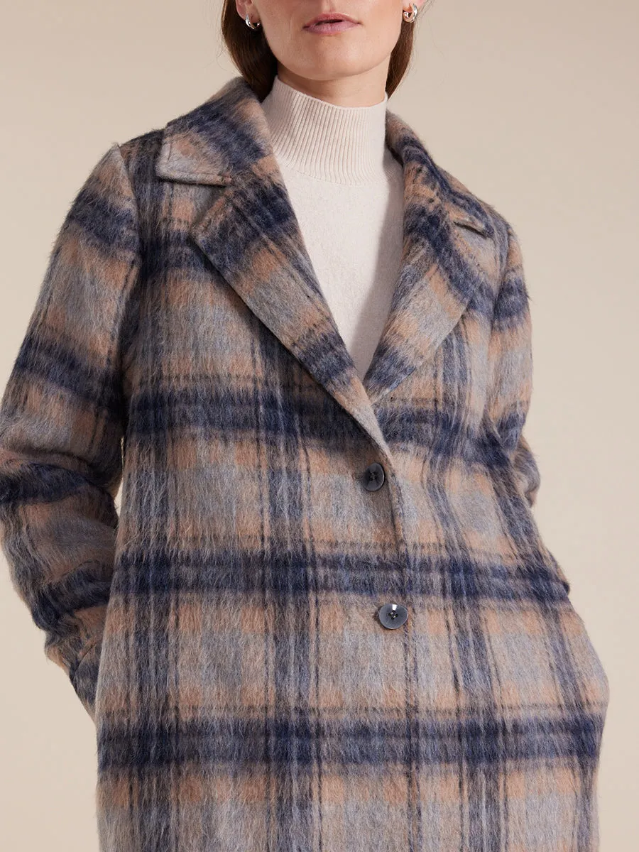 Long Sleeve Brushed Check Coat