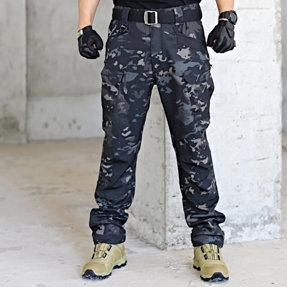 Men's Outdoor Waterproof Cargo Camouflage Combat Pants with Pockets
