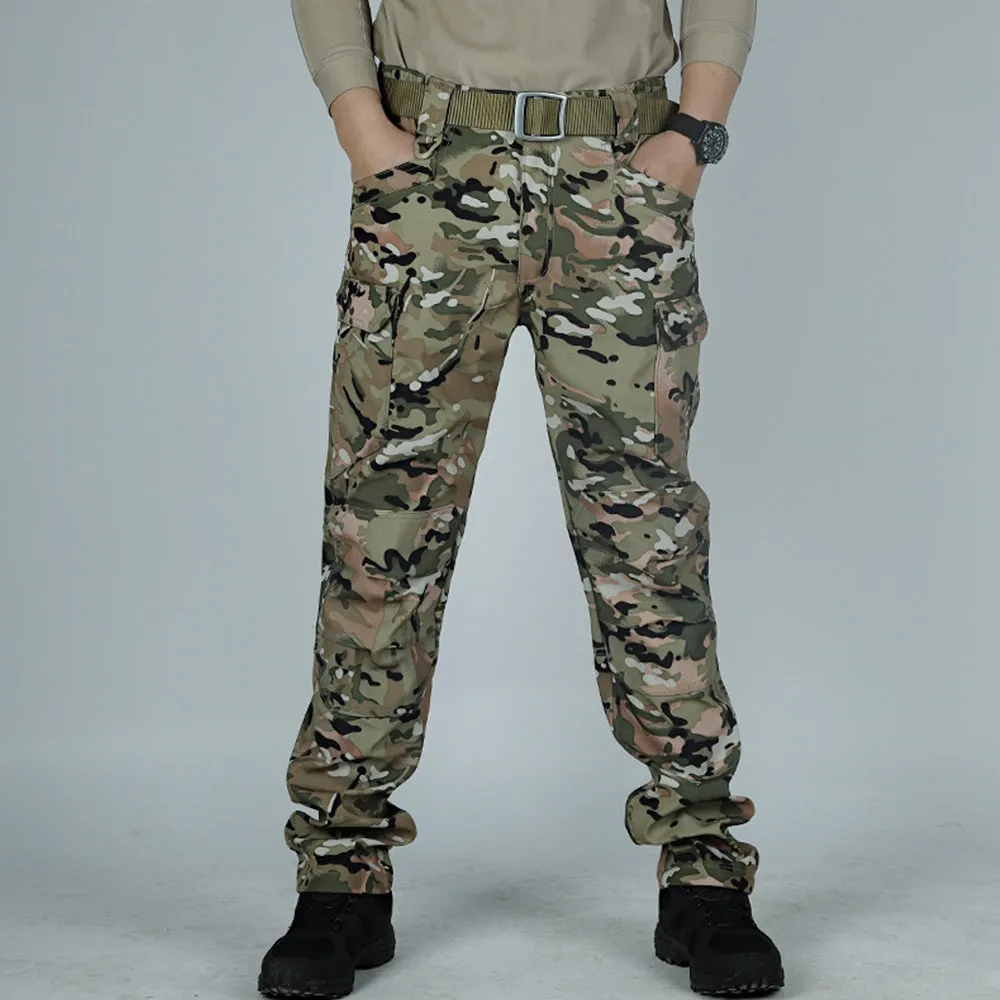 Men's Outdoor Waterproof Cargo Camouflage Combat Pants with Pockets