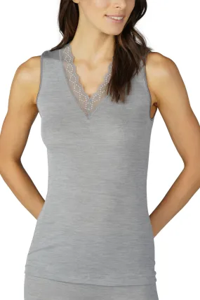 Mey 66001 466 Mid Grey Melange Silk Touch Wool Wide Strap Thermal Top