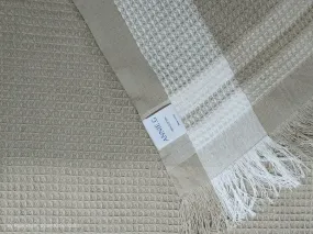 Natural Border Waffle Towel