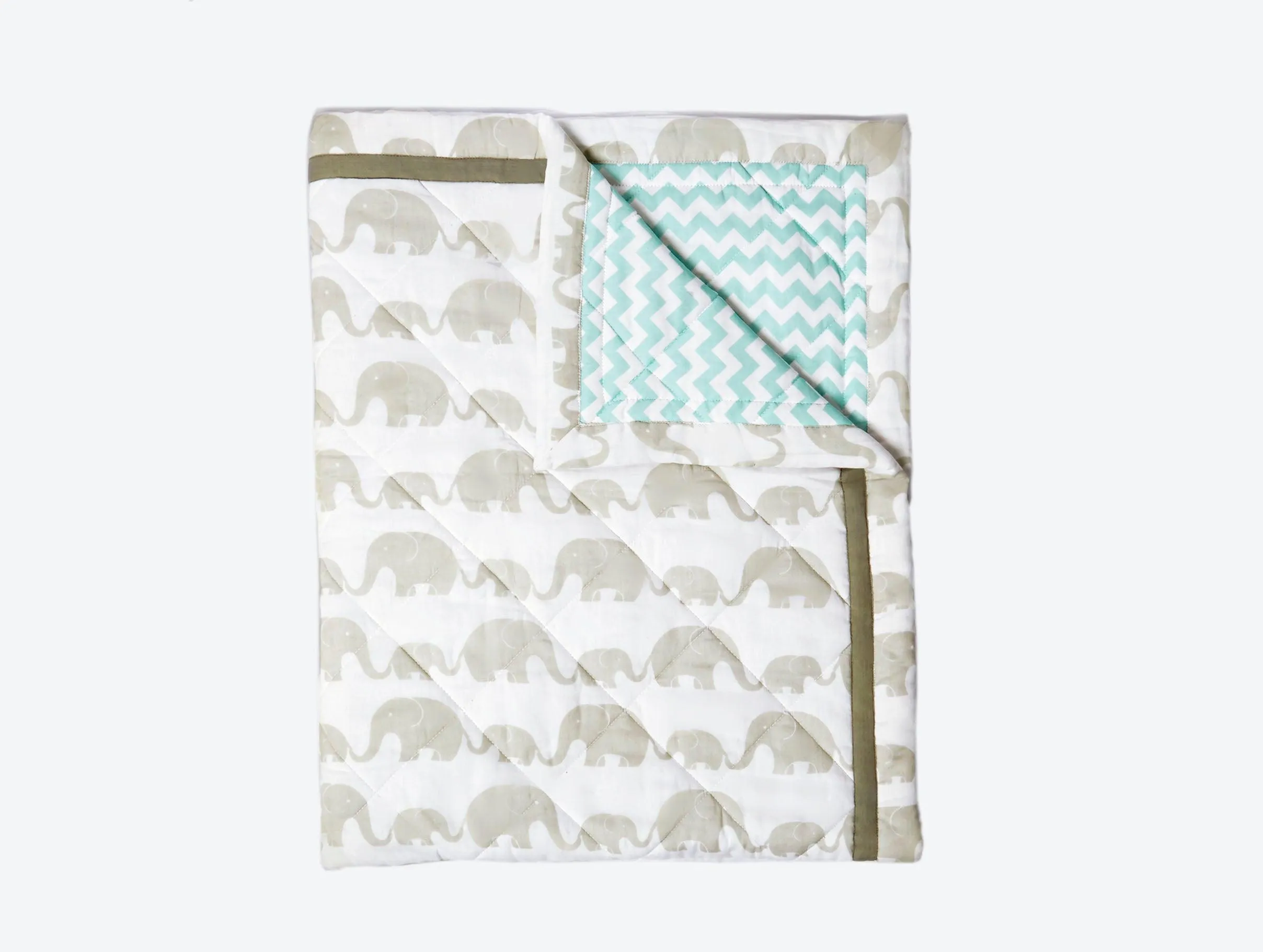 Organic Cotton Quilt Elephant Parade Throw  | Blanket Shawl Coverlet