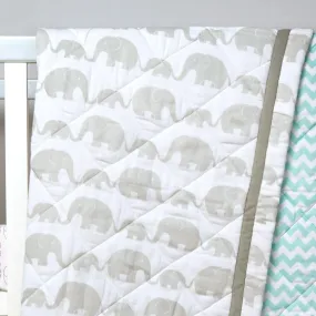 Organic Cotton Quilt Elephant Parade Throw  | Blanket Shawl Coverlet