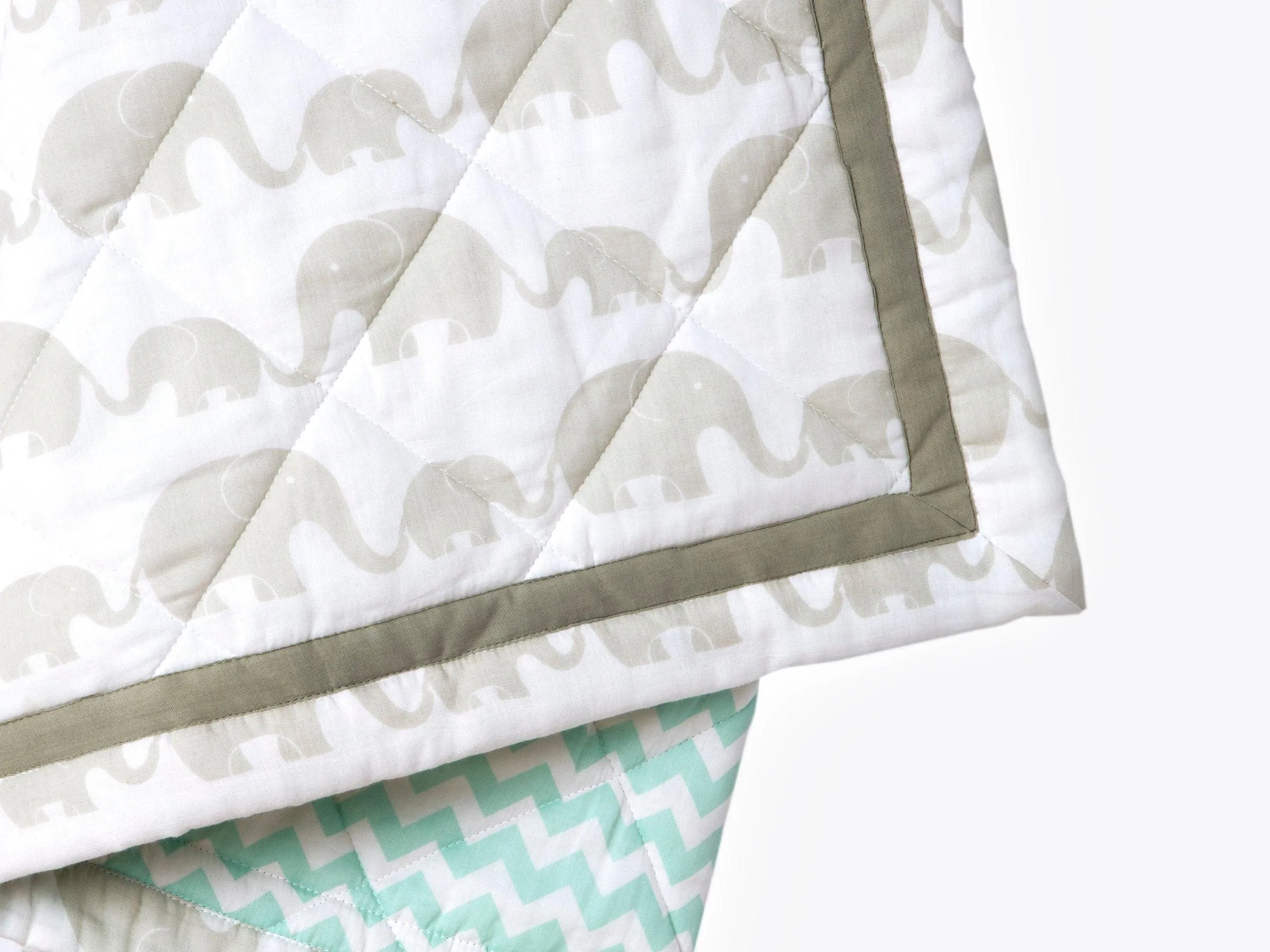 Organic Cotton Quilt Elephant Parade Throw  | Blanket Shawl Coverlet