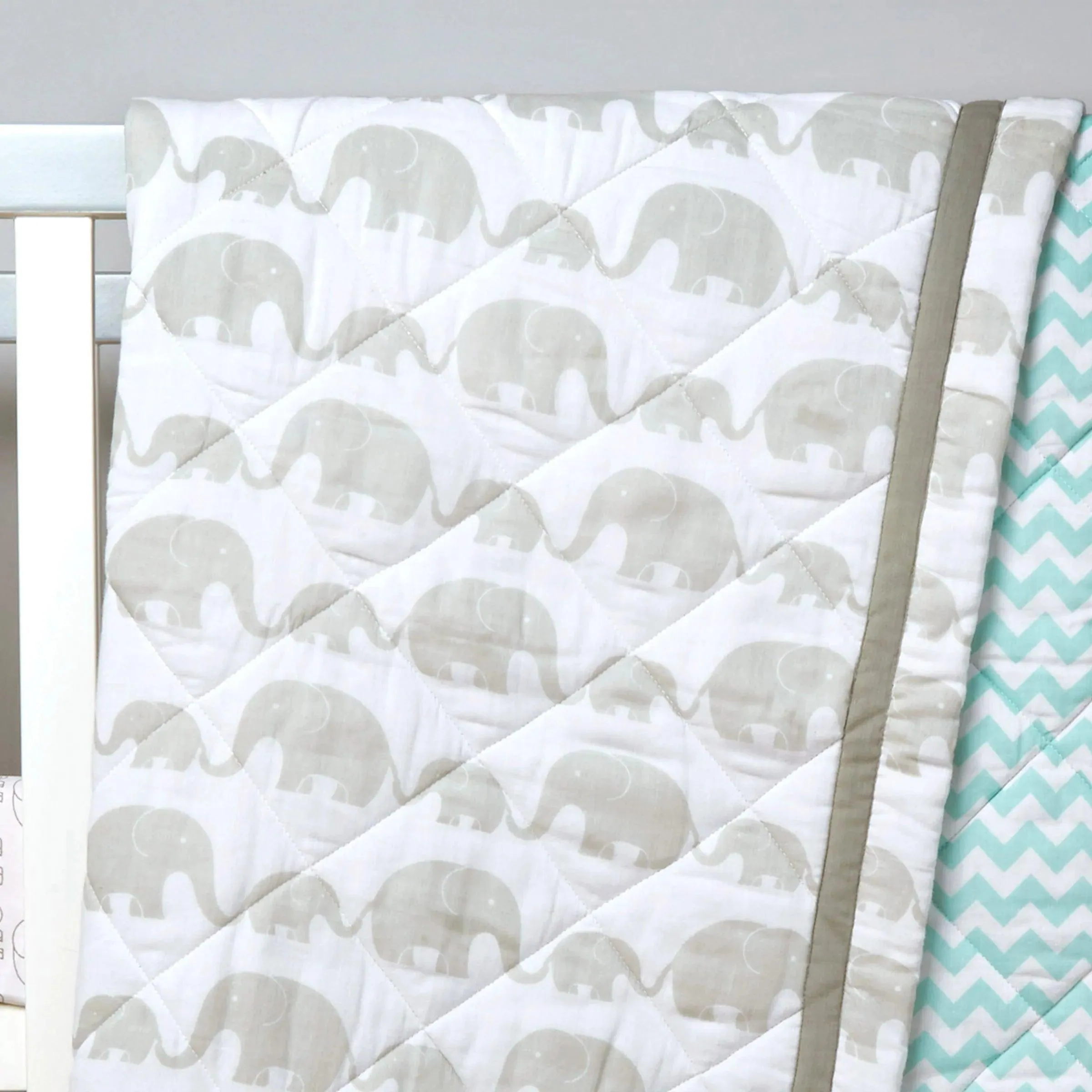 Organic Cotton Quilt Elephant Parade Throw  | Blanket Shawl Coverlet