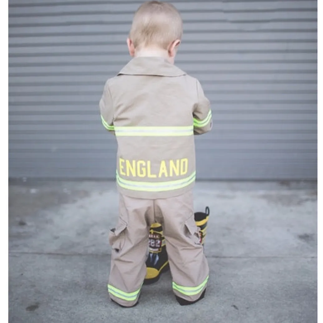 ORIGINAL Firefighter Personalized BLACK 3PC Baby Outfit