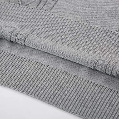 Paul Jones Mens Knitted Pullover Sweater Vests V-Neck Cable Patterned M Grey