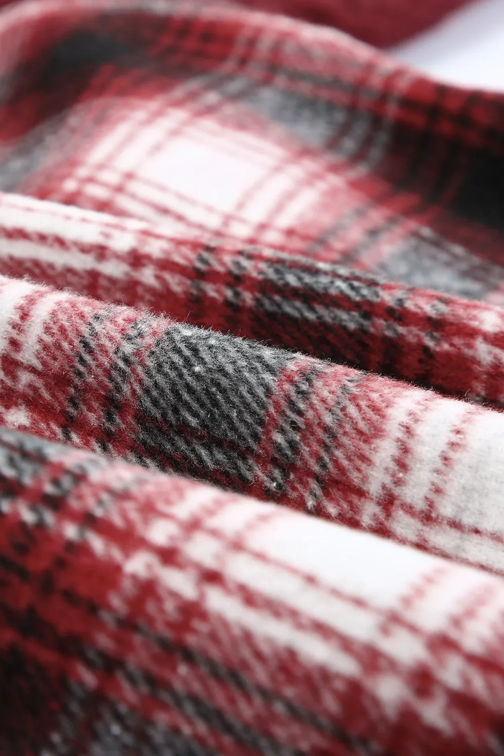 Plaid Patchwork Buttoned Pocket Sherpa Jacket
