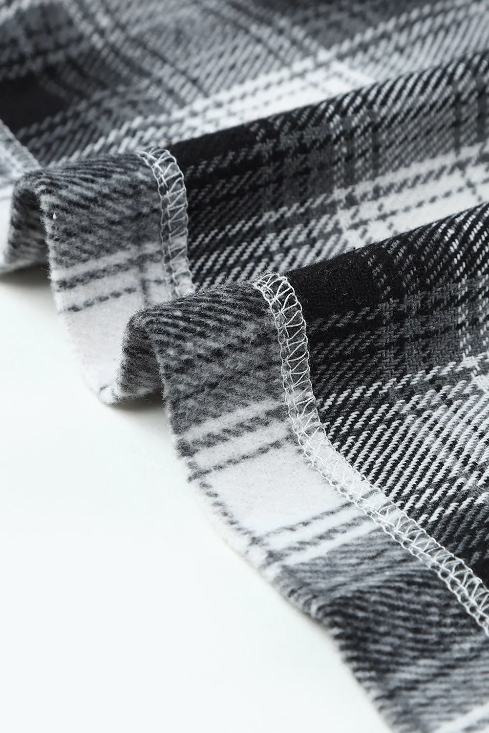 Plaid Patchwork Buttoned Pocket Sherpa Jacket
