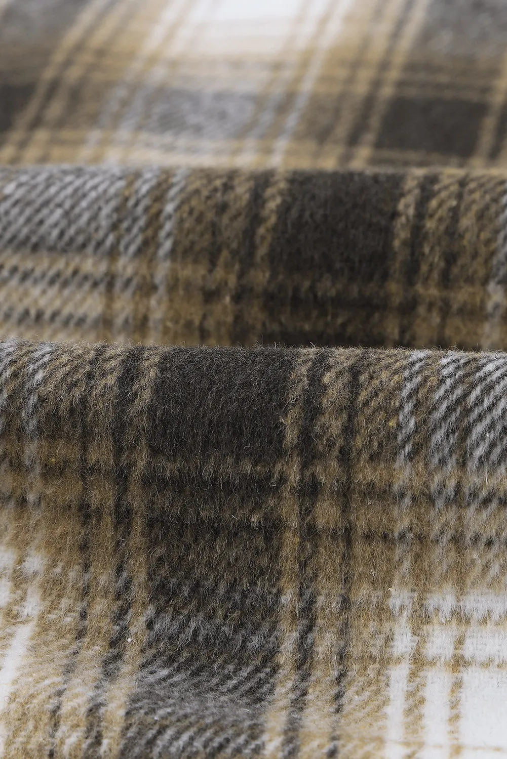 Plaid Patchwork Buttoned Pocket Sherpa Jacket