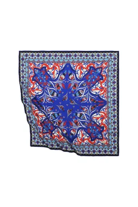 Saks Turkish Patterned Cintemani Carnation Pattern Silky Square Scarf