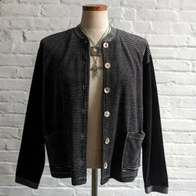 Vintage Striped Velvet Sweater Chenille Minimalist Preppy Nerdcore Cardigan Top